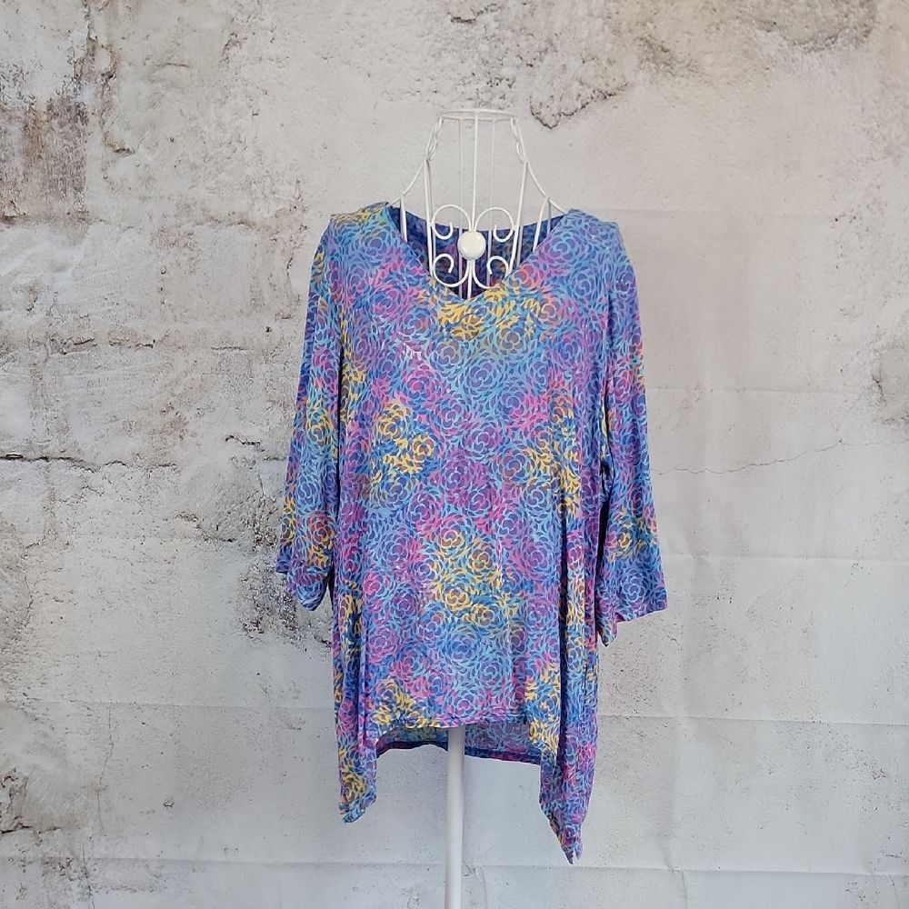 Blue Ginger Resortwear Colorful Floral Women's Top Size XL